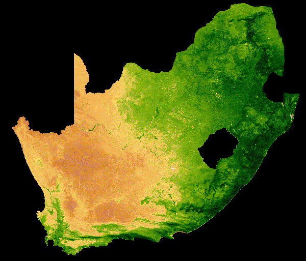 Animated MODIS NDVI change over South Africa across a single year